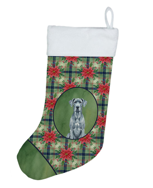 Buy this Blue Great Dane Christmas PoinsettIas Holiday Stocking