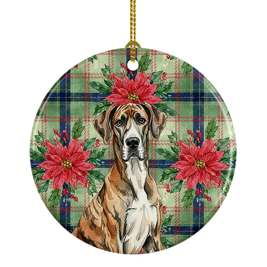 Buy this Brindle Great Dane Christmas PoinsettIas Ceramic Ornament