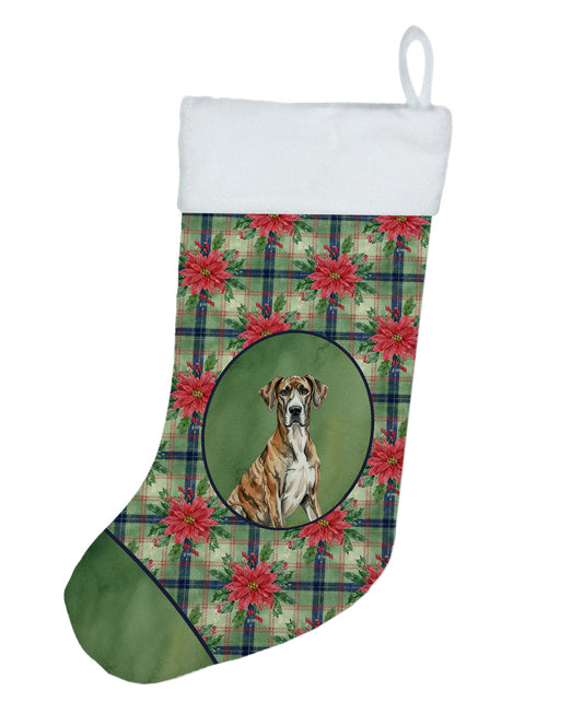 Buy this Brindle Great Dane Christmas PoinsettIas Holiday Stocking