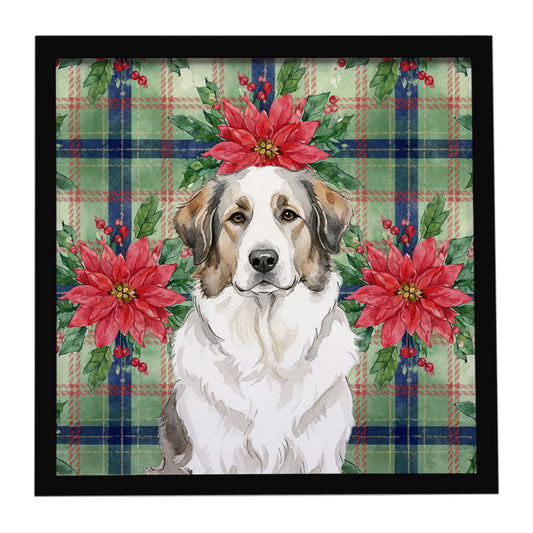 Buy this Badger Great Pyrenees Christmas PoinsettIas Framed Metal Print