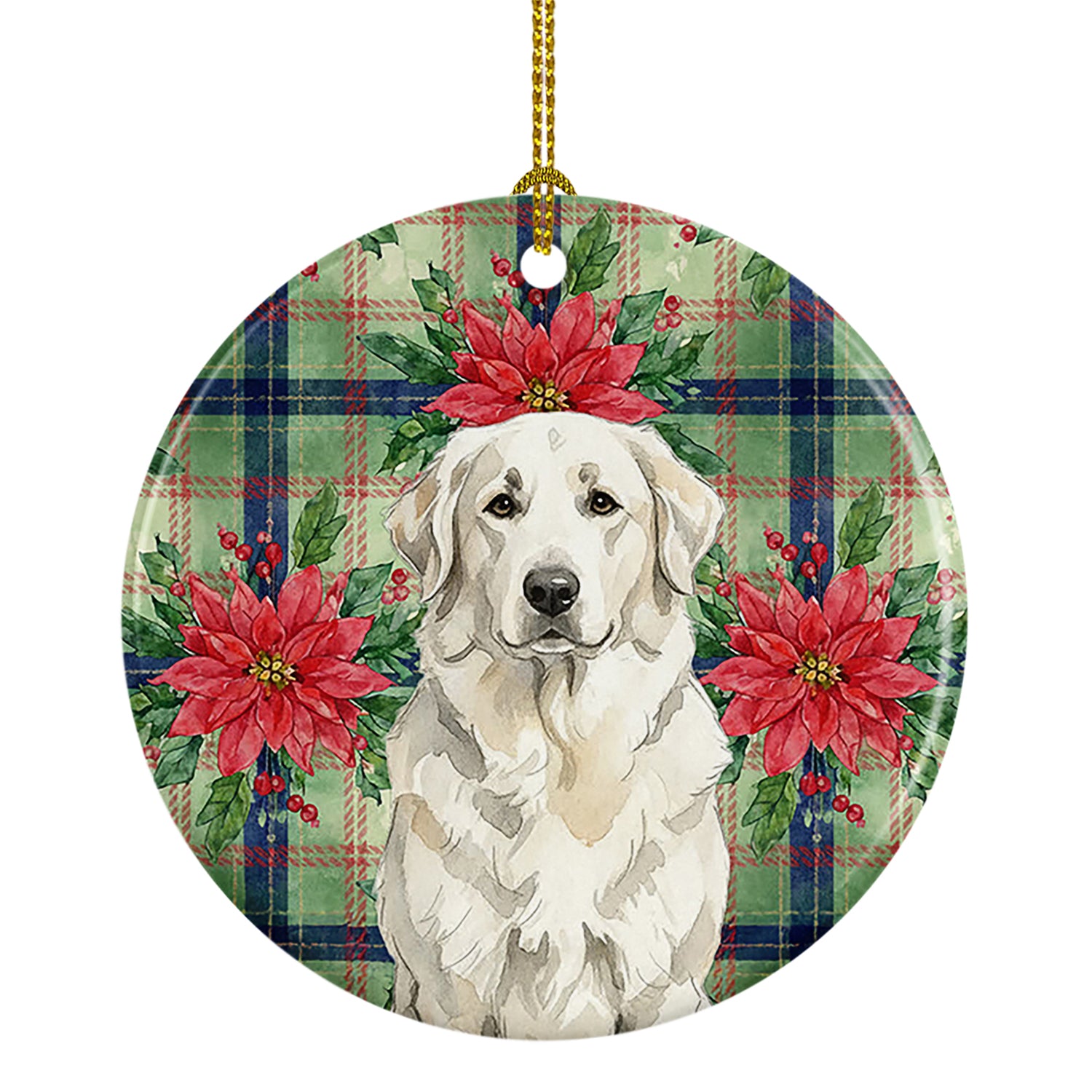 Buy this White Great Pyrenees Christmas PoinsettIas Ceramic Ornament