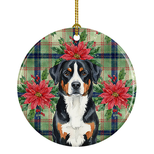 Buy this Greater Swiss Mountain Dog Christmas PoinsettIas Ceramic Ornament