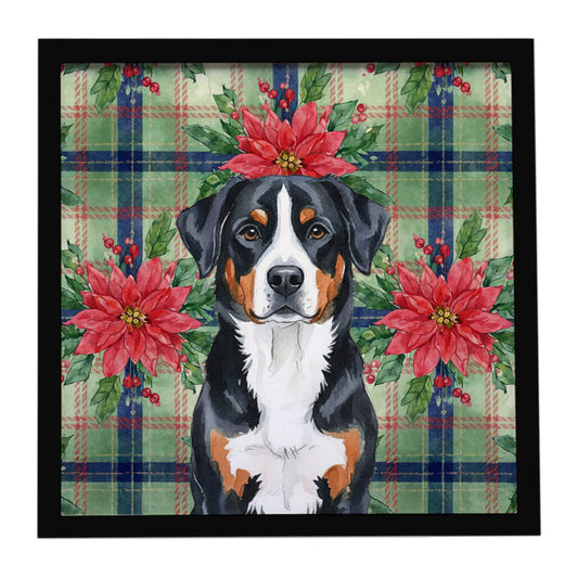 Buy this Greater Swiss Mountain Dog Christmas PoinsettIas Framed Metal Print