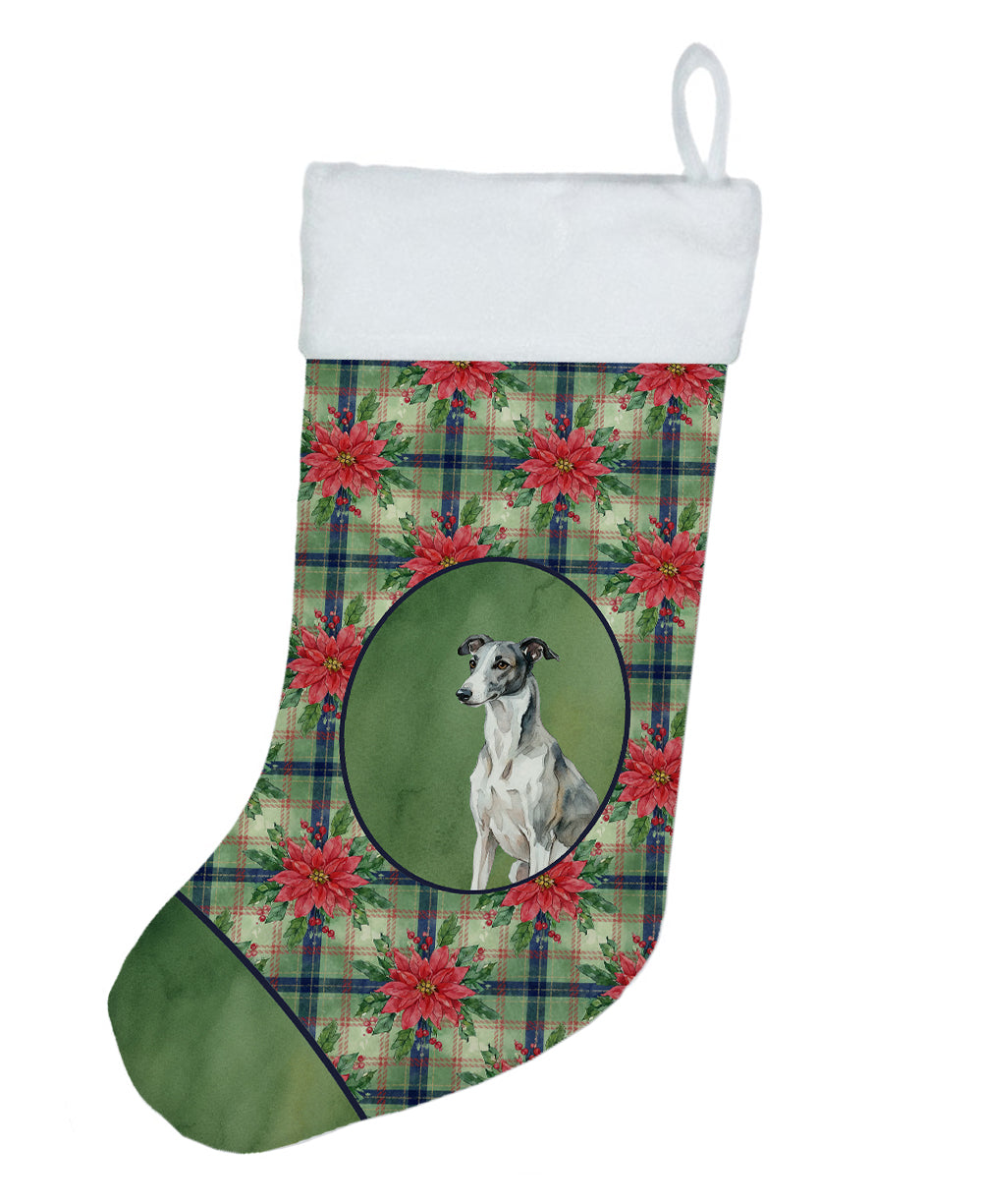 Buy this Black and White Greyhound Christmas PoinsettIas Holiday Stocking