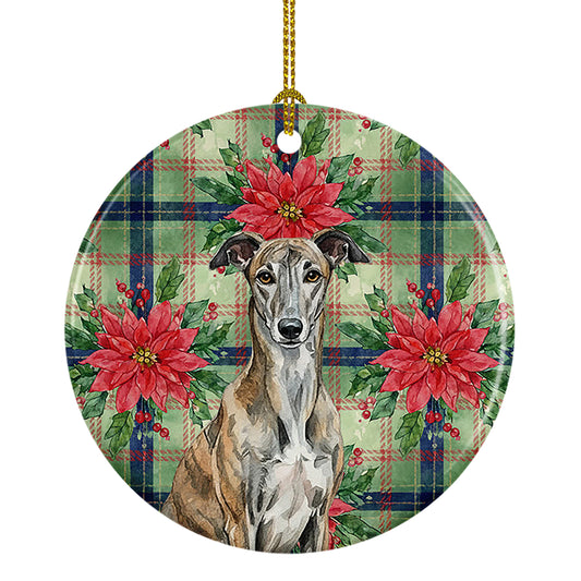 Buy this Brindle Greyhound Christmas PoinsettIas Ceramic Ornament