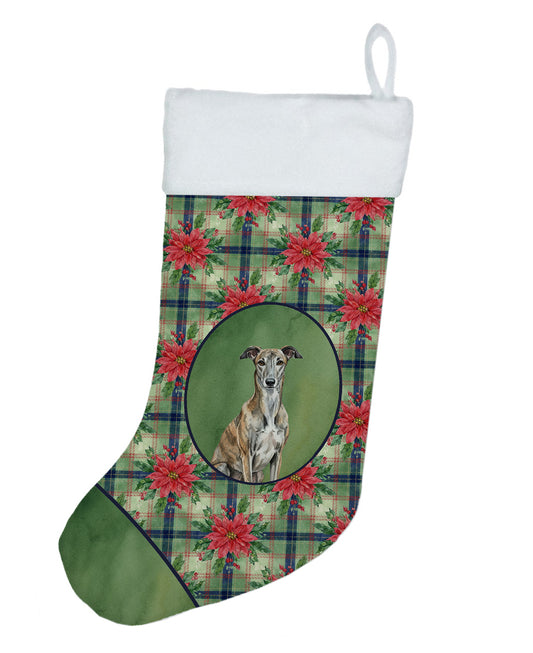 Buy this Brindle Greyhound Christmas PoinsettIas Holiday Stocking