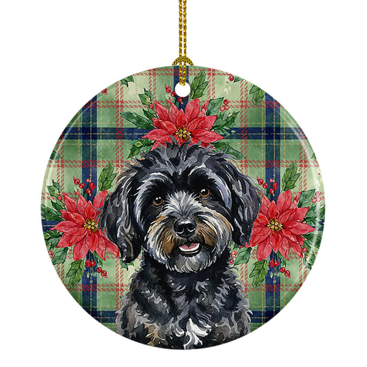 Buy this Black Havanese Christmas PoinsettIas Ceramic Ornament