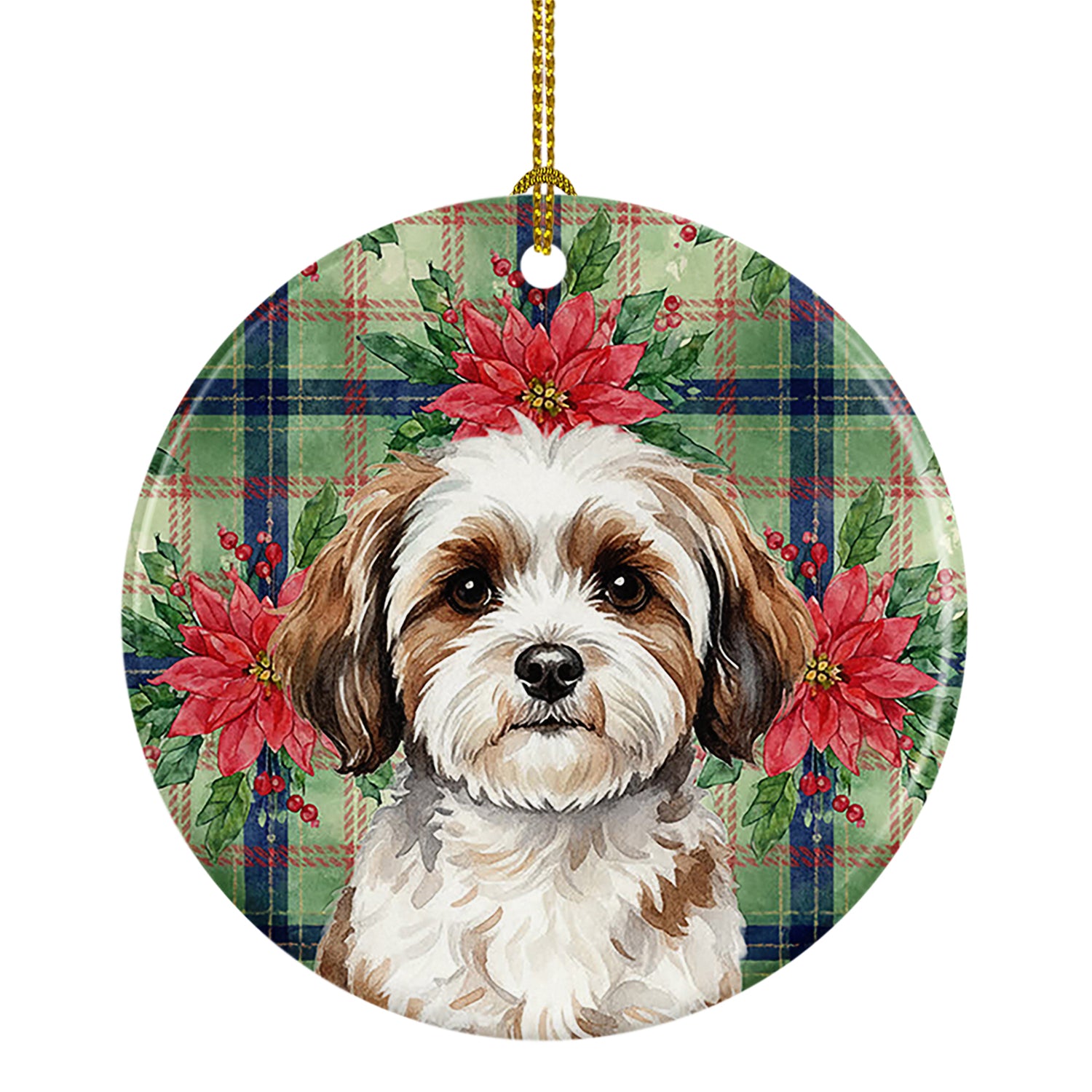 Buy this Parti-color Havanese Christmas PoinsettIas Ceramic Ornament