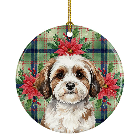 Buy this Parti-color Havanese Christmas PoinsettIas Ceramic Ornament