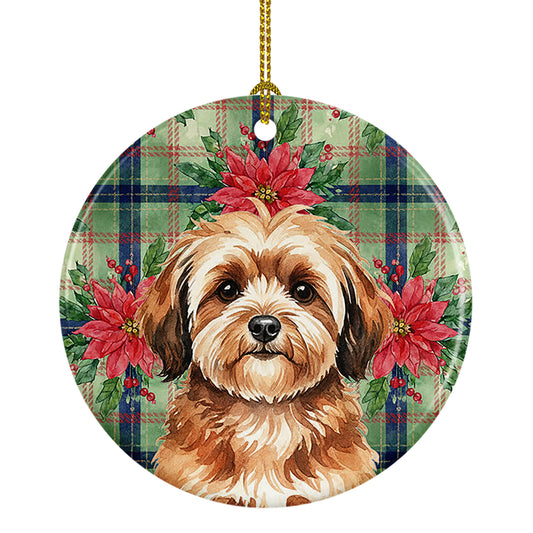 Buy this Sable Havanese Christmas PoinsettIas Ceramic Ornament