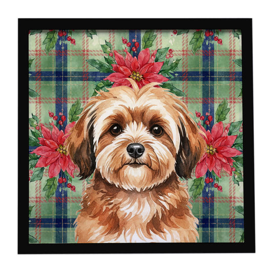Buy this Sable Havanese Christmas PoinsettIas Framed Metal Print