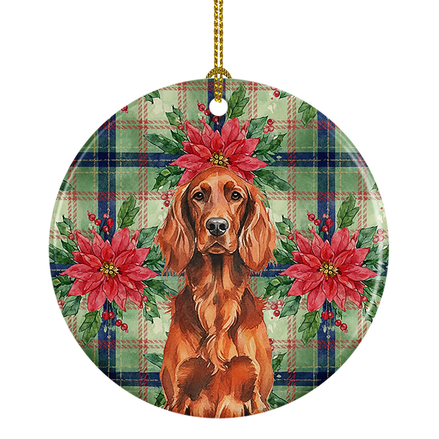 Buy this Irish Setter Christmas PoinsettIas Ceramic Ornament