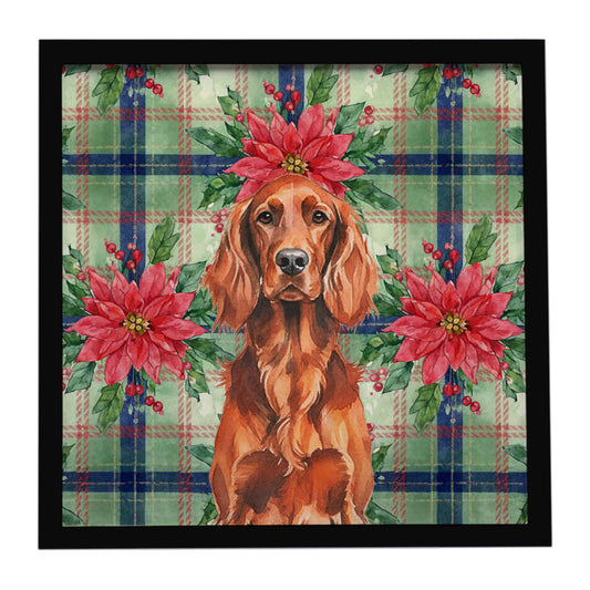 Buy this Irish Setter Christmas PoinsettIas Framed Metal Print