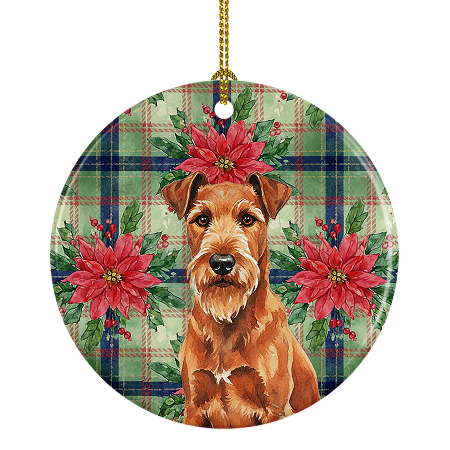 Buy this Irish Terrier Christmas PoinsettIas Ceramic Ornament