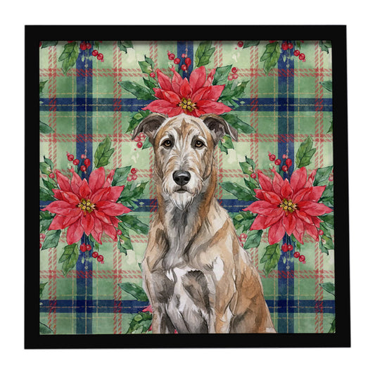 Buy this Brindle Irish Wolfhound Christmas PoinsettIas Framed Metal Print