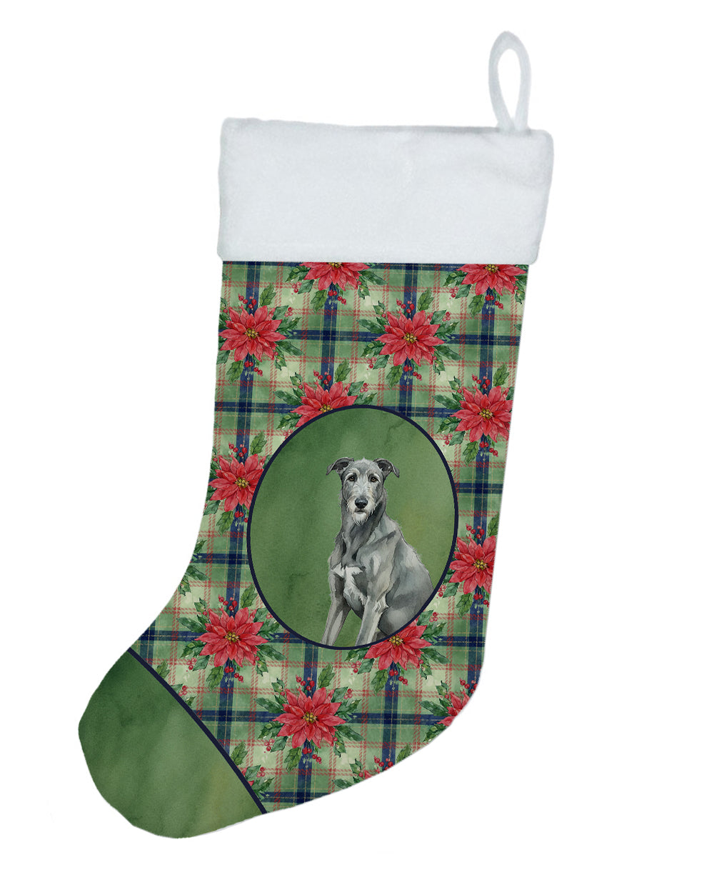 Buy this Gray Irish Wolfhound Christmas PoinsettIas Holiday Stocking