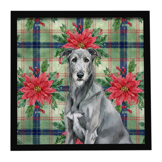 Buy this Gray Irish Wolfhound Christmas PoinsettIas Framed Metal Print