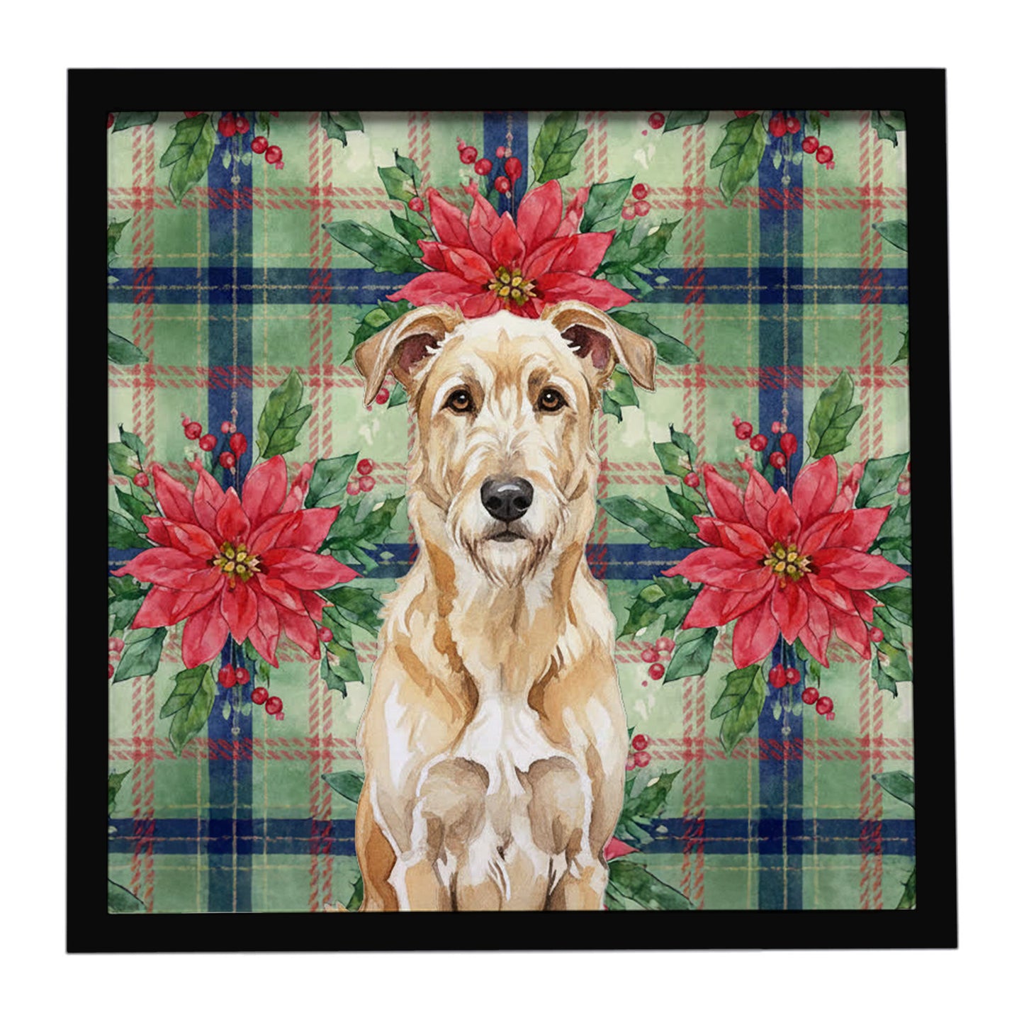 Buy this Wheaten Irish Wolfhound Christmas PoinsettIas Framed Metal Print