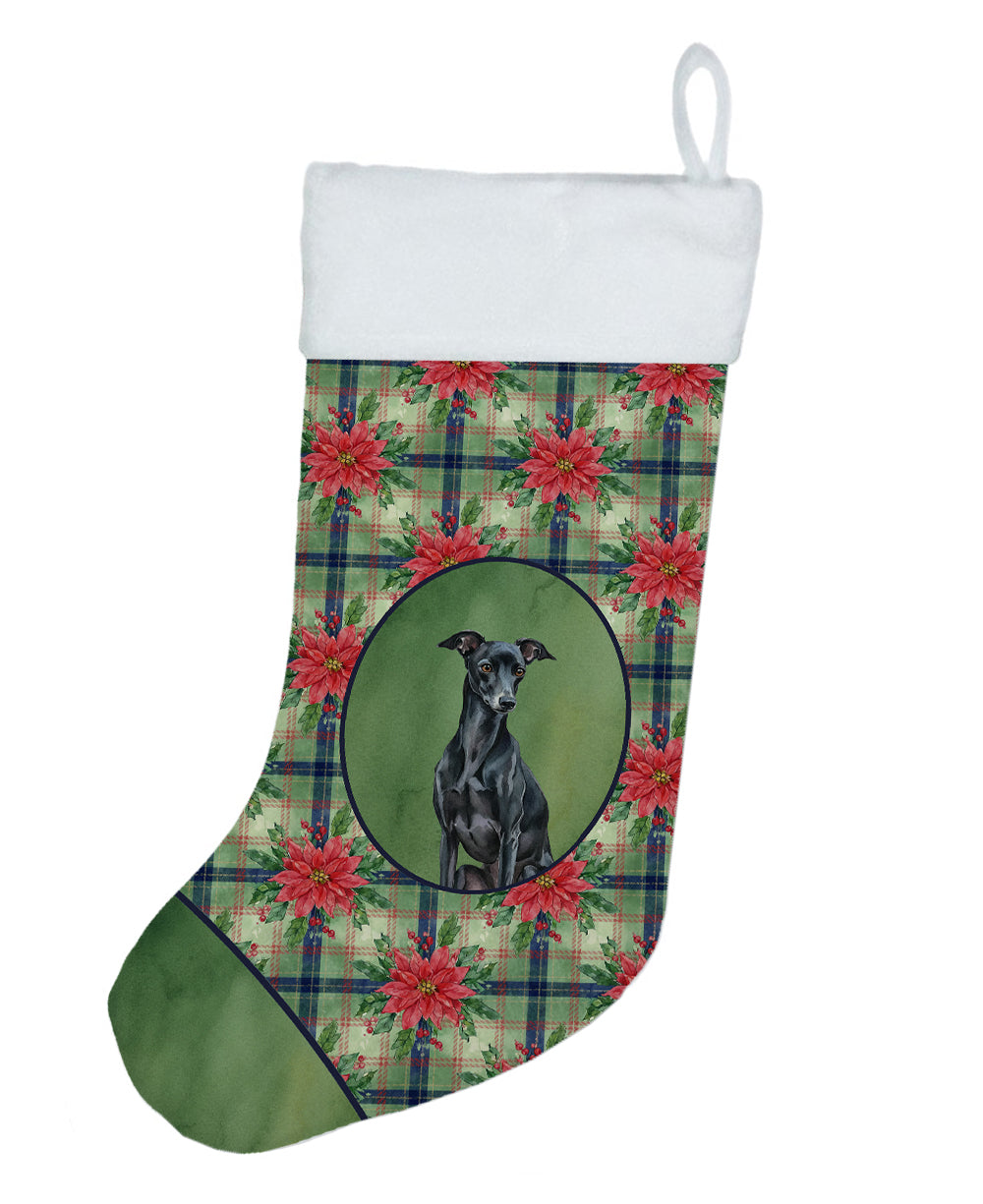 Buy this Black Italian Greyhound Christmas PoinsettIas Holiday Stocking