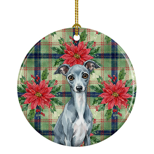 Buy this Blue Italian Greyhound Christmas PoinsettIas Ceramic Ornament