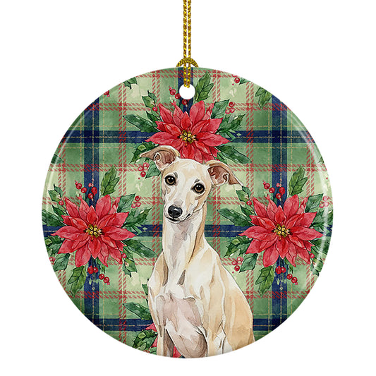 Buy this Cream Italian Greyhound Christmas PoinsettIas Ceramic Ornament