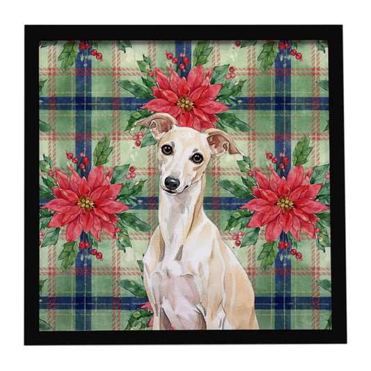 Buy this Cream Italian Greyhound Christmas PoinsettIas Framed Metal Print