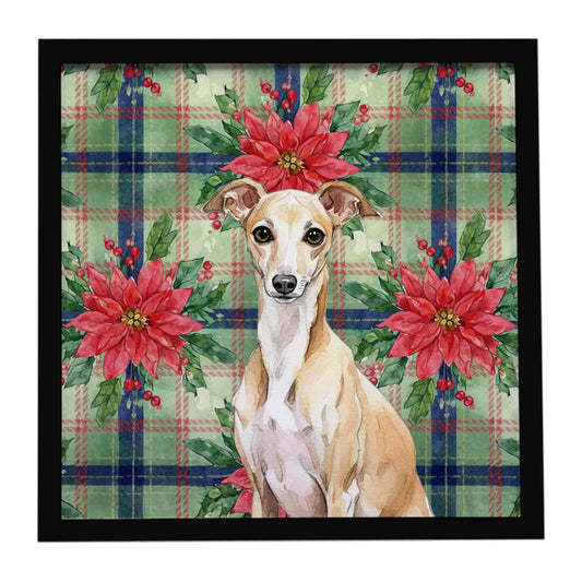 Buy this Fawn Italian Greyhound Christmas PoinsettIas Framed Metal Print