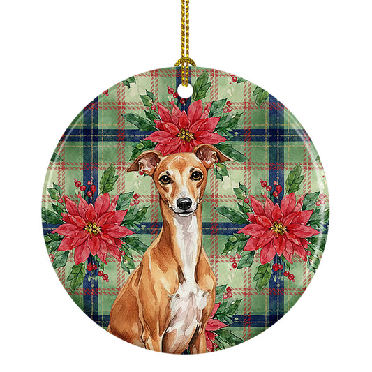 Buy this Red Italian Greyhound Christmas PoinsettIas Ceramic Ornament