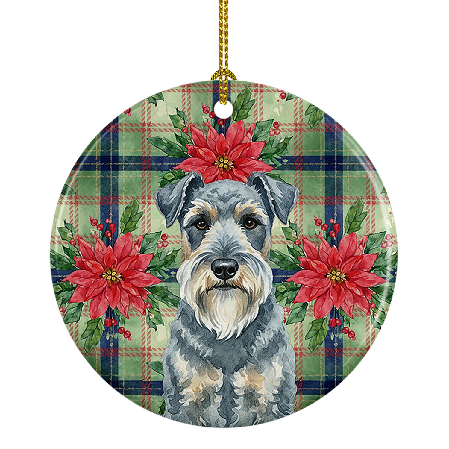 Buy this Kerry Blue Terrier Christmas PoinsettIas Ceramic Ornament