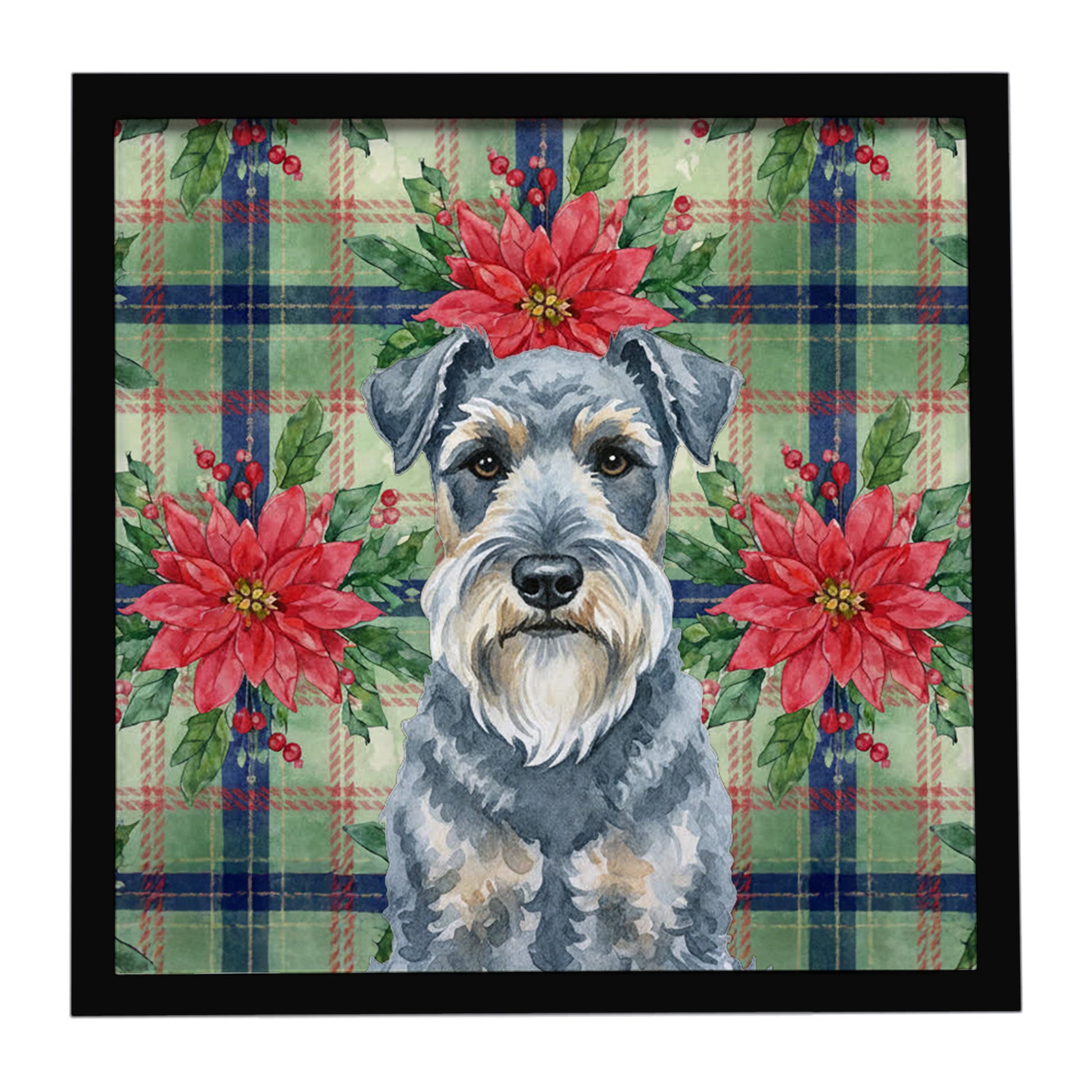 Buy this Kerry Blue Terrier Christmas PoinsettIas Framed Metal Print