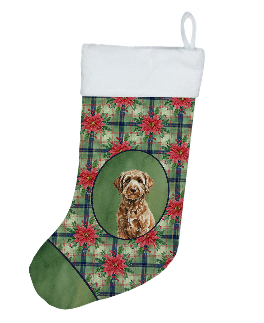 Buy this Chocolate Labradoodle Christmas PoinsettIas Holiday Stocking