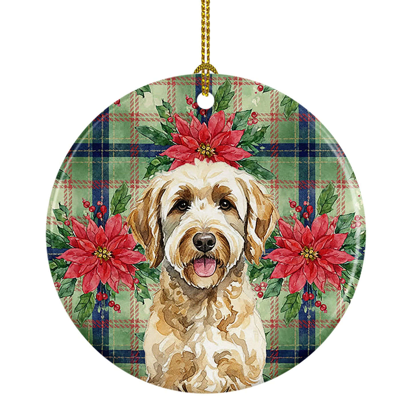 Buy this Labradoodle Christmas PoinsettIas Ceramic Ornament