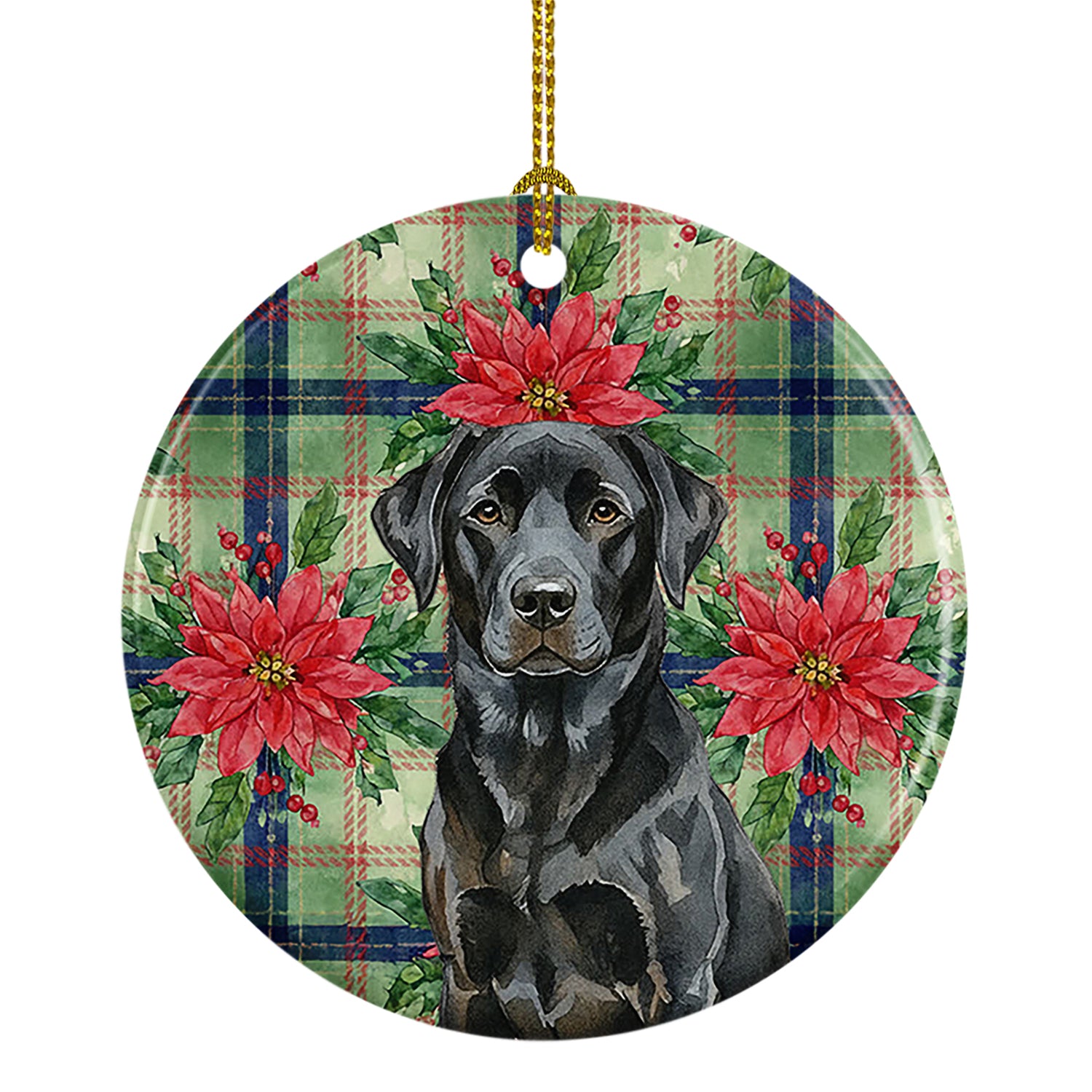 Buy this Black Labrador Retriever Christmas PoinsettIas Ceramic Ornament