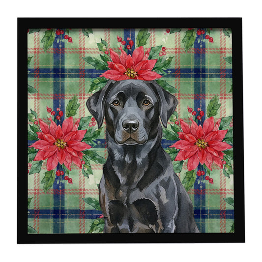 Buy this Black Labrador Retriever Christmas PoinsettIas Framed Metal Print