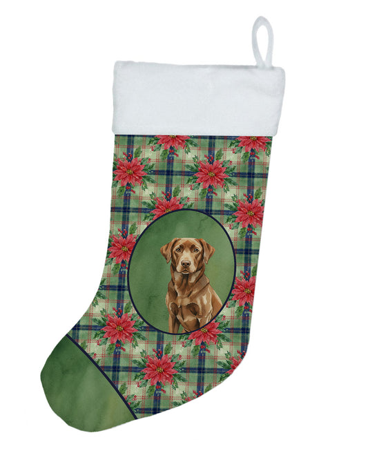 Buy this Chocolate Labrador Retriever Christmas PoinsettIas Holiday Stocking