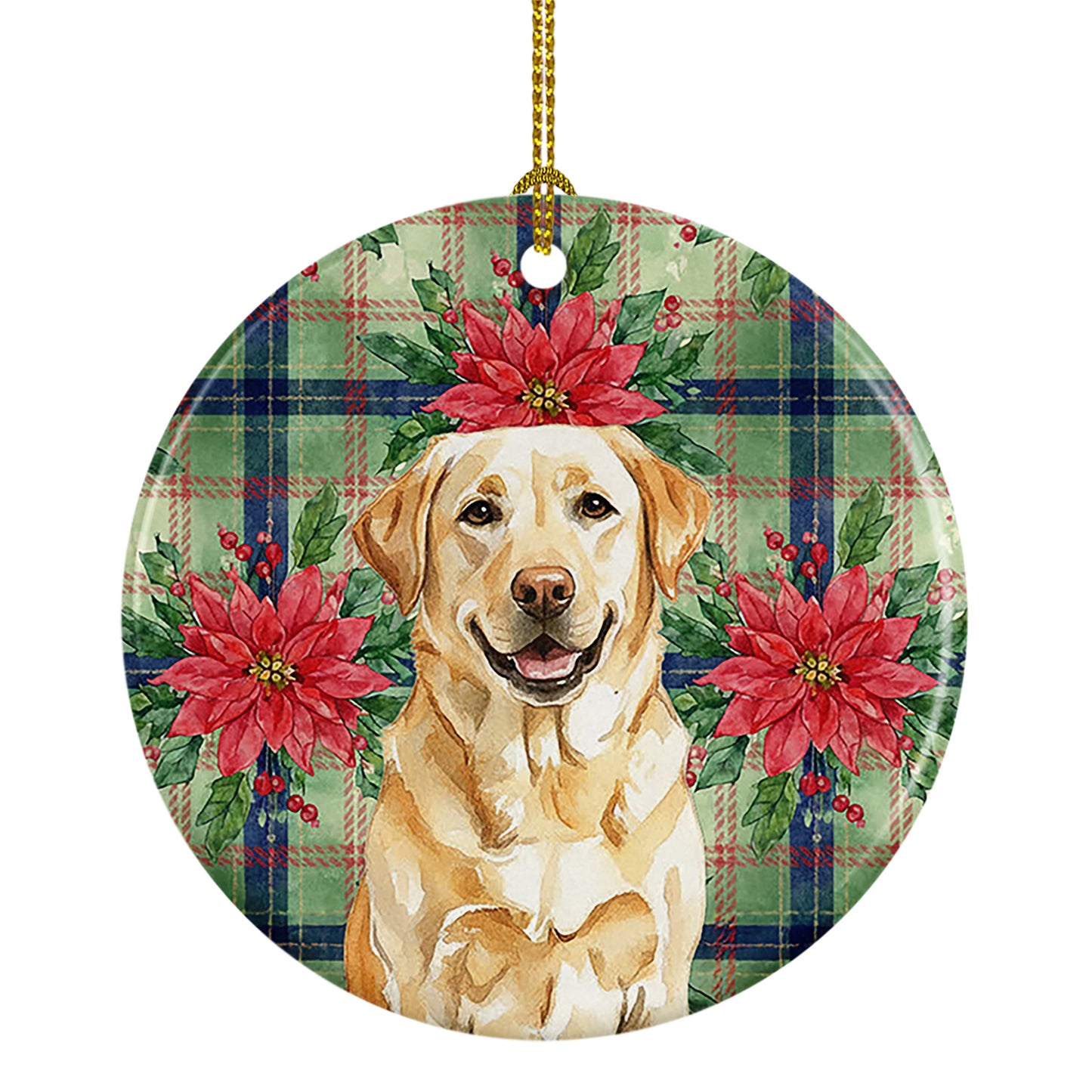 Buy this Yellow Labrador Retriever Christmas PoinsettIas Ceramic Ornament
