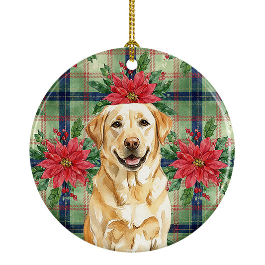 Buy this Yellow Labrador Retriever Christmas PoinsettIas Ceramic Ornament
