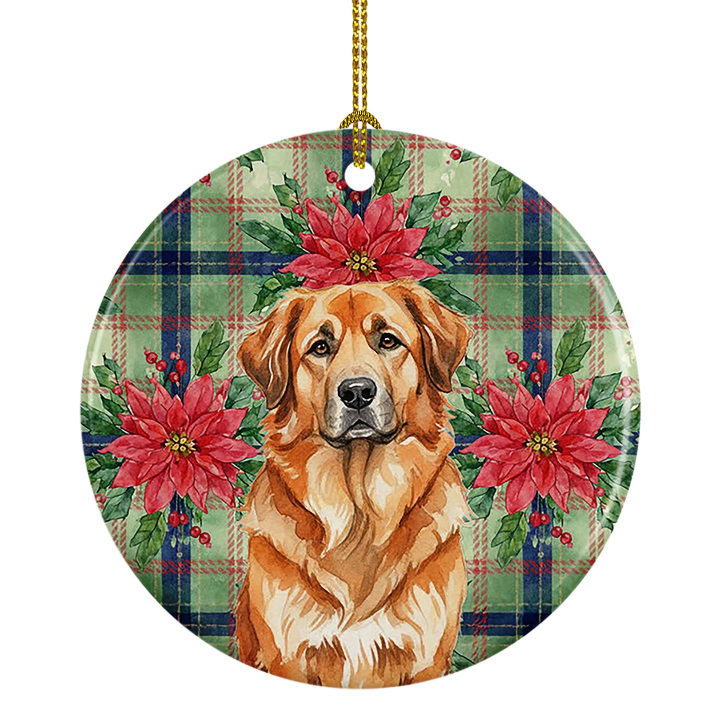 Buy this Red Leonberger Christmas PoinsettIas Ceramic Ornament