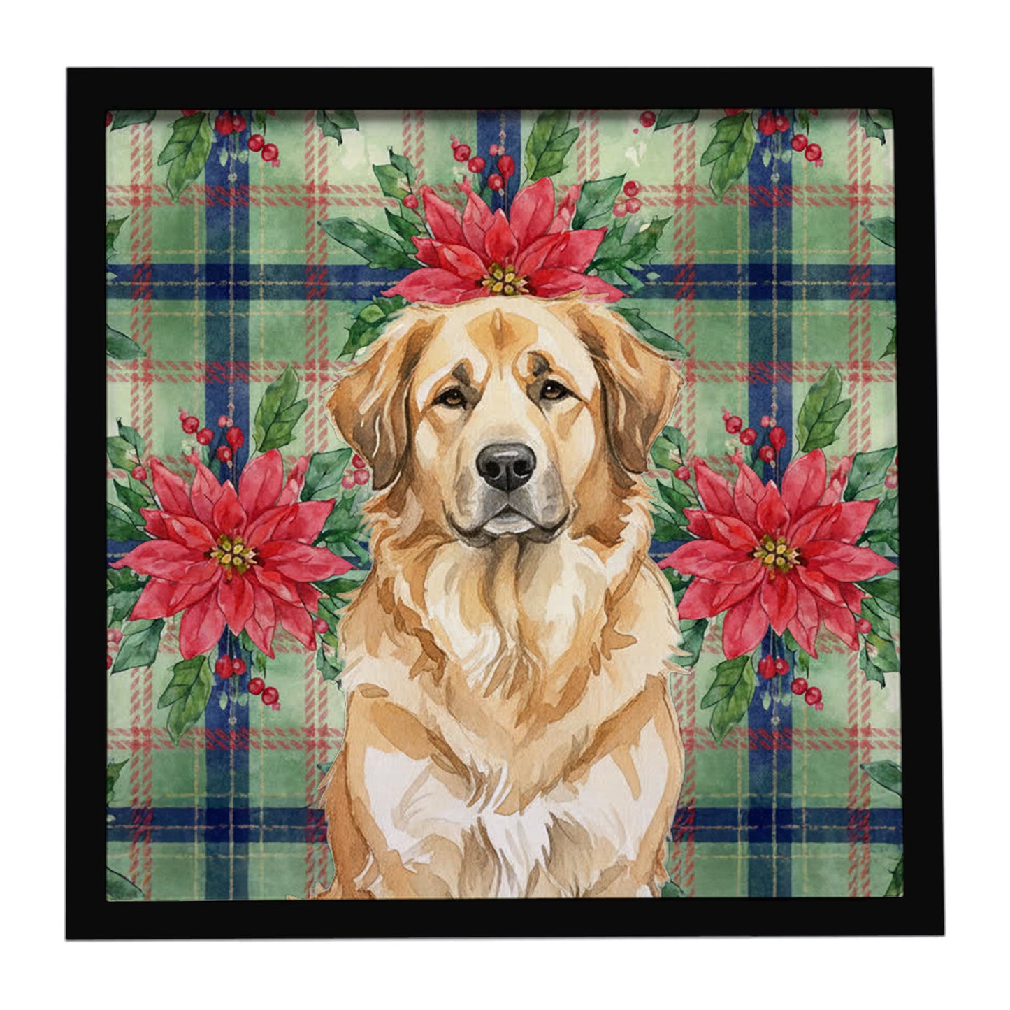 Buy this Sandy Leonberger Christmas PoinsettIas Framed Metal Print