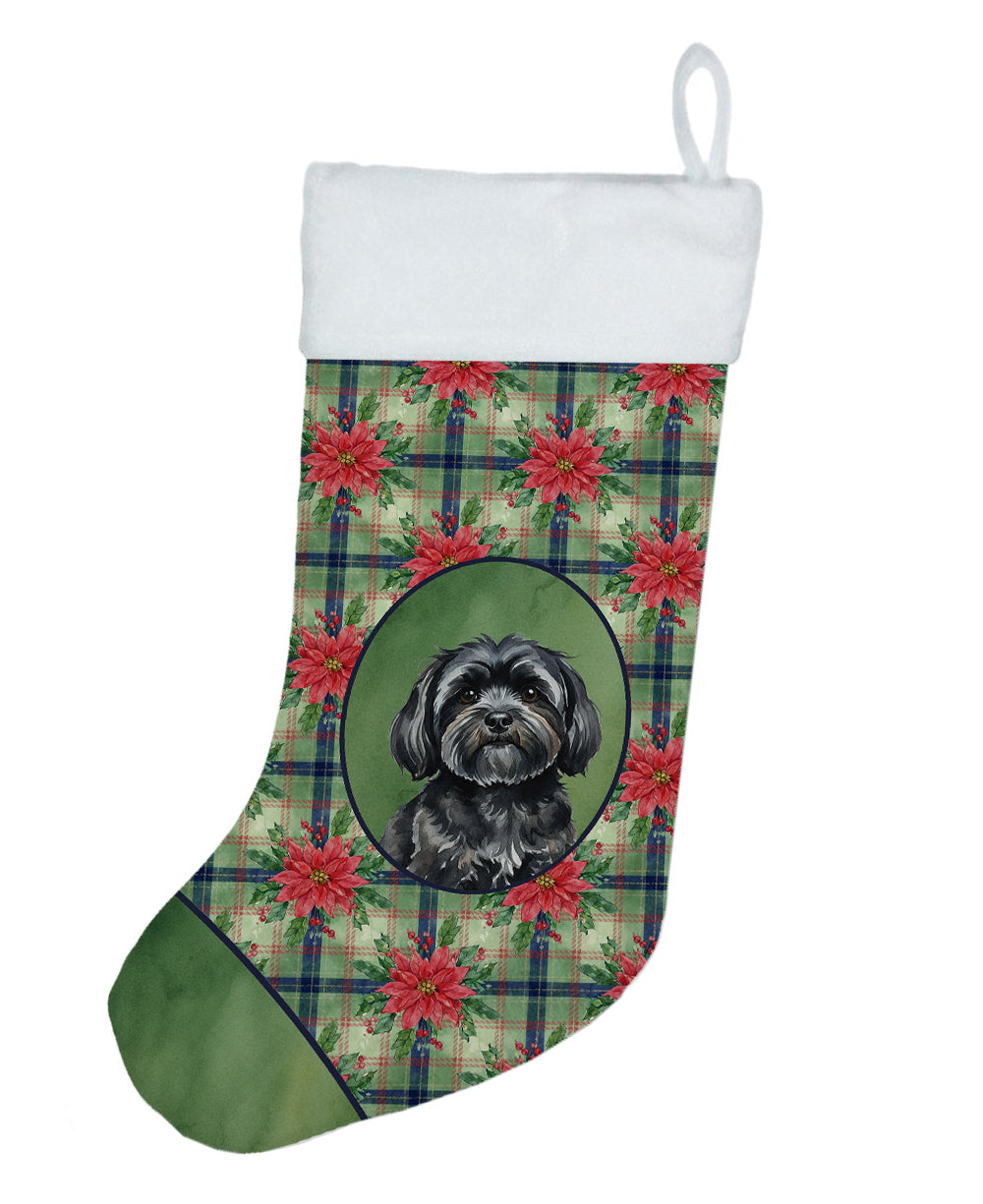 Buy this Black Lhasa Apso Christmas PoinsettIas Holiday Stocking