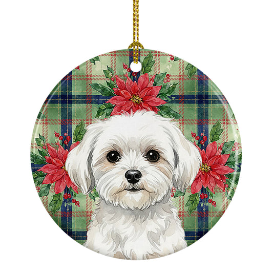 Buy this Maltese Christmas PoinsettIas Ceramic Ornament
