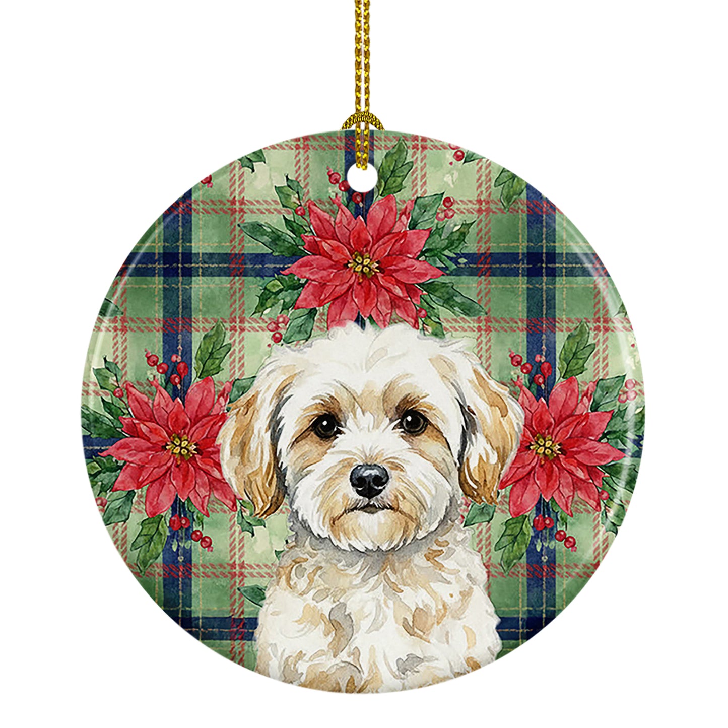 Buy this Maltipoo Christmas PoinsettIas Ceramic Ornament