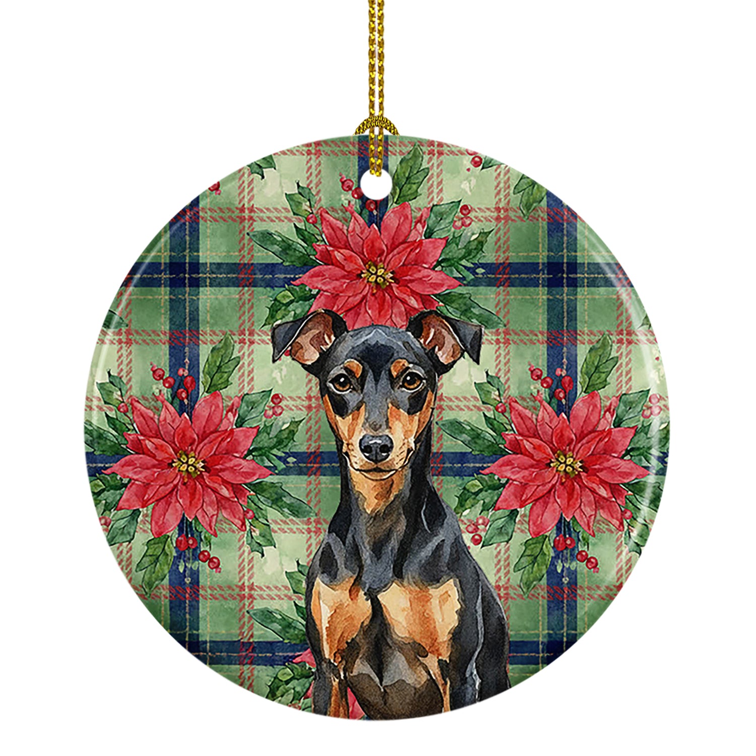 Buy this Manchester Terrier Christmas PoinsettIas Ceramic Ornament