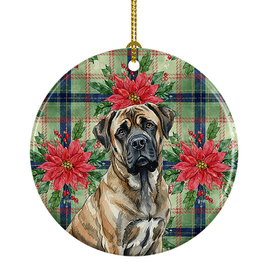 Buy this Brindle Mastiff Christmas PoinsettIas Ceramic Ornament