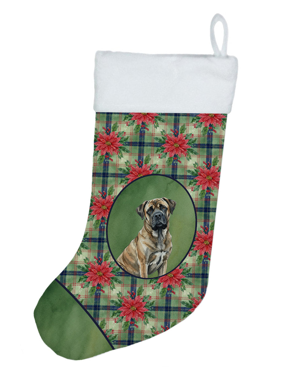 Buy this Brindle Mastiff Christmas PoinsettIas Holiday Stocking