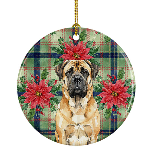 Buy this Fawn Mastiff Christmas PoinsettIas Ceramic Ornament