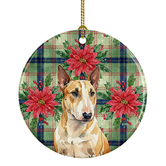 Buy this Miniature Bull Terrier Christmas PoinsettIas Ceramic Ornament