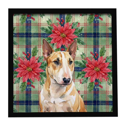 Buy this Miniature Bull Terrier Christmas PoinsettIas Framed Metal Print