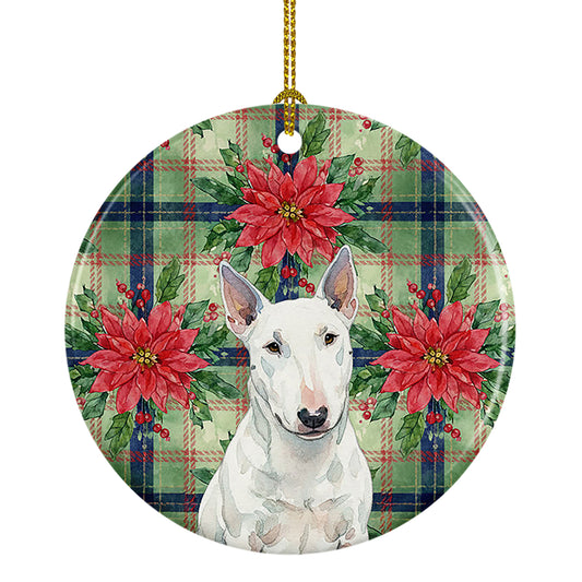 Buy this White Miniature Bull Terrier Christmas PoinsettIas Ceramic Ornament