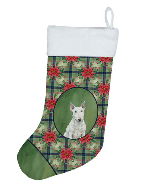Buy this White Miniature Bull Terrier Christmas PoinsettIas Holiday Stocking